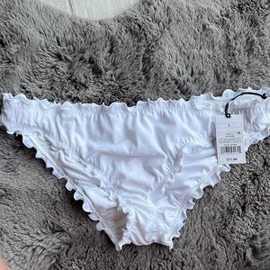 White Ruched Bikini Bottom